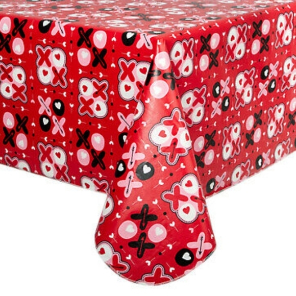 Other - Hugs & Kisses Red Oblong Peva Tablecloth